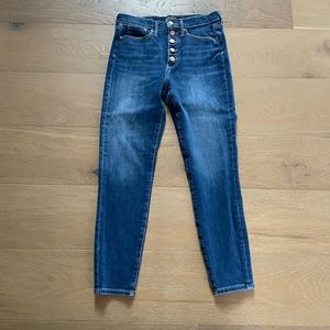 Banana Republic Button-Fly High-Rise Skinny Jeans Medium Wash Ankle Size 27